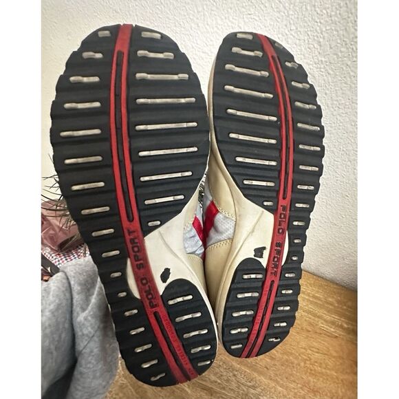VTG Polo Sport X-67 Sneakers Shoes Women Sz 9 Ralph Lauren Y2K Lace Up Tan Red - Picture 10 of 15